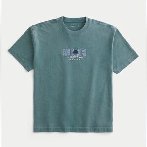 NWT Hollister Costa Rica Graphic Tee - Men's Washed Teal Crewneck Shirt